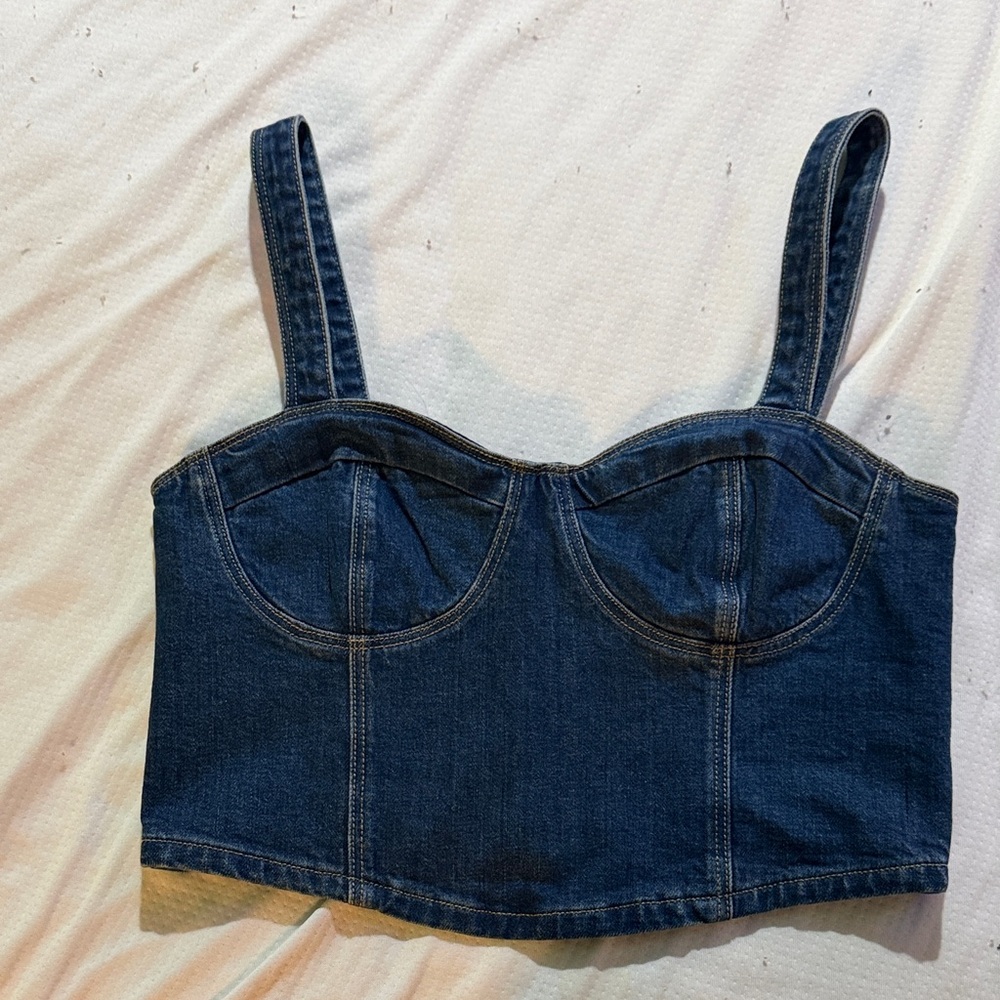 PAIGE Indigo Denim Crop Top